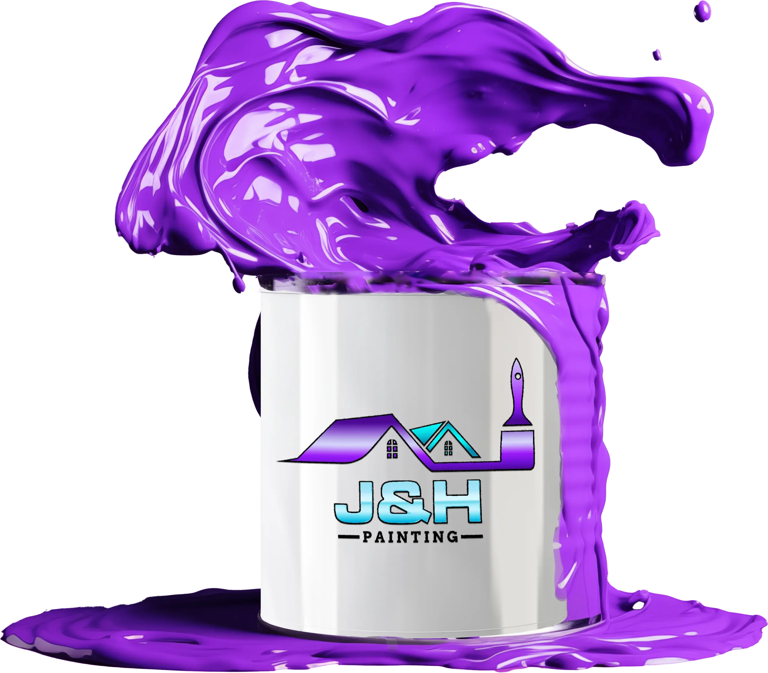 white paint bucket with purple paint